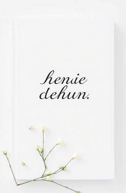 A white cover with elegant black writing, adorned with small pale green flower stems