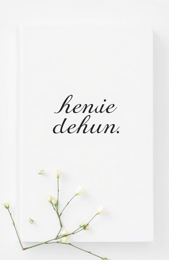 A white cover with elegant black writing, adorned with small pale green flower stems