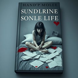 A captivating book cover design that portrays the somber narrative of a teenager considering ending her life
