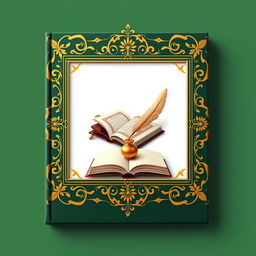 A beautifully designed book cover featuring an ornate frame decorated with golden Islamic motifs set against a rich green background