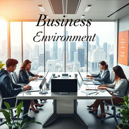 A professional and modern business environment designed as a front cover for a project