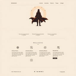 A minimalistic homepage for an alchemist's website, inspired by the anime style of Fullmetal Alchemist