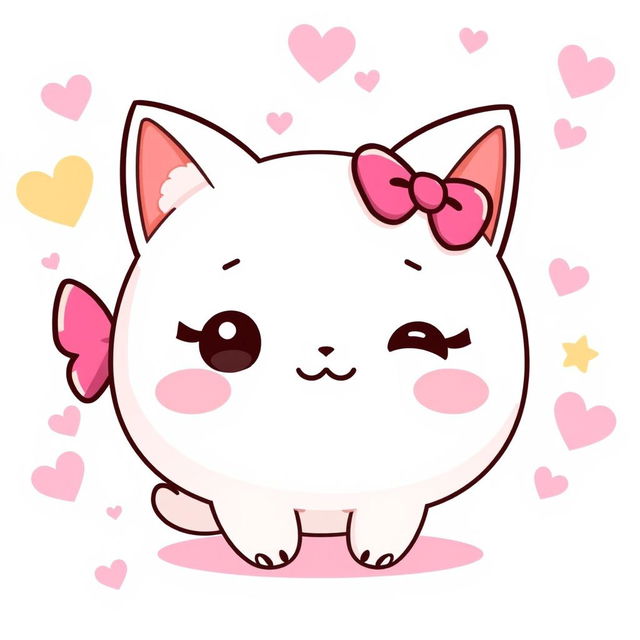 A cute, stylized depiction of a character resembling a cute cat, with a round face, small ears, and a cheerful expression