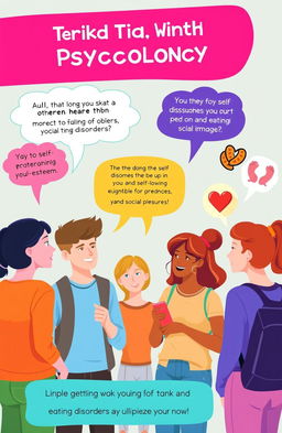 A visually engaging TikTok video design exploring the themes of psychology, family dynamics, self-esteem, eating disorders, and adolescent peer relationships
