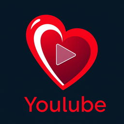 A logo design for YouTube featuring a stylized heart icon