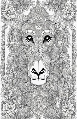 A high-resolution, intricate coloring page featuring a playful monkey in the style of Johanna Basford