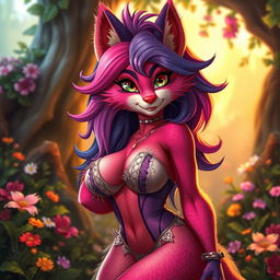 A sexy anthropomorphic furry character, featuring vibrant colors and detailed fur textures