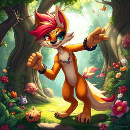 A striking, anthropomorphic furry character with vibrant fur, exuding a sense of charisma and allure