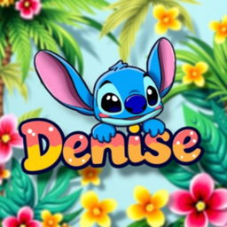 The name 'Denise' styled in a vibrant, playful font, decorated with cheerful colors reminiscent of a Disney theme