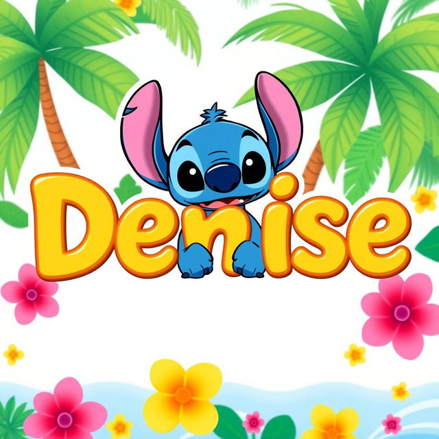 The name 'Denise' styled in a vibrant, playful font, decorated with cheerful colors reminiscent of a Disney theme