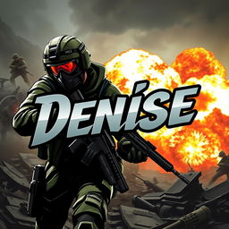A stylized design featuring the name "Denise" prominently displayed in bold, edgy typography