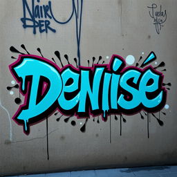 A striking piece of street art showcasing the name 'Denise' in a large graffiti font