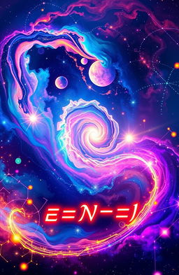 An artistic representation of the intricate beauty of physics, showcasing vibrant galaxies swirling in a cosmic dance, with intricate atomic structures glowing in various colors