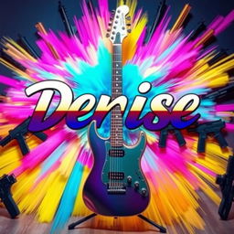 The name 'Denise' prominently displayed in bold, artistic lettering, surrounded by a vibrant explosion of bright colors like neon pinks, blues, and yellows