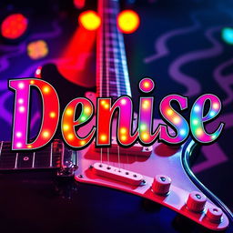 A visually striking image featuring the name 'Denise' artistically rendered in bold, vibrant lettering