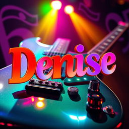 A visually striking image featuring the name 'Denise' artistically rendered in bold, vibrant lettering