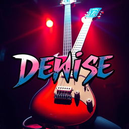 A vibrant rock-themed composition featuring the name 'Denise' artistically designed with bold, edgy typography