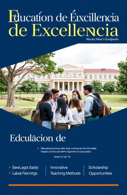 A formal magazine cover focusing on an educational institution