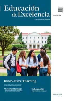 A formal magazine cover focusing on an educational institution