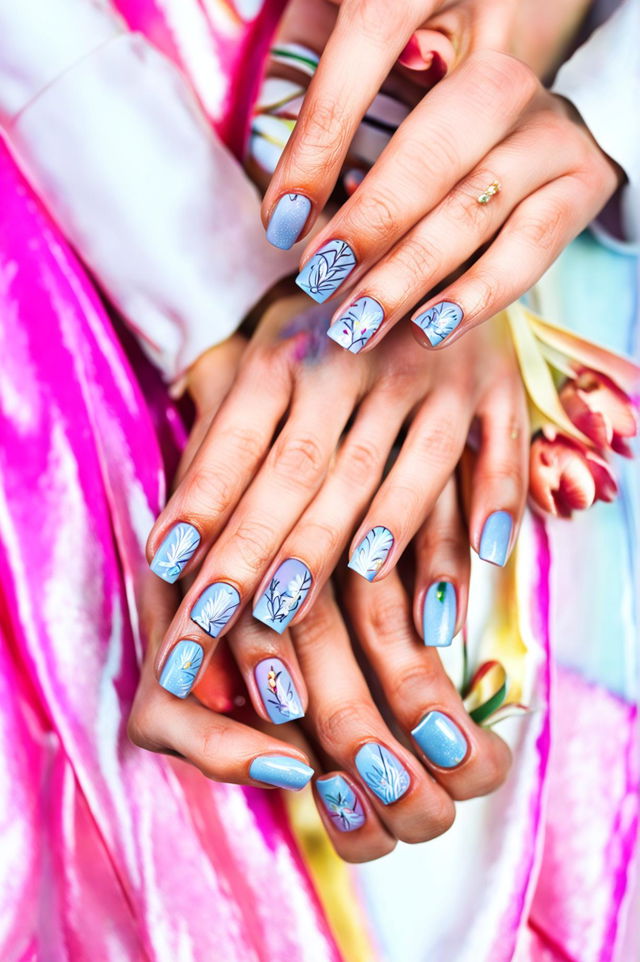 An upgraded high-definition photograph showcasing sophisticated Easter-themed nail art