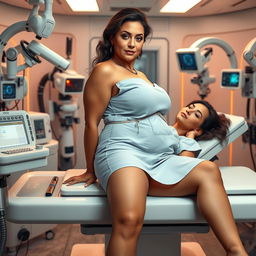 A full-body image of a beautiful sexy 55-year-old Mexican woman with features resembling the singer Selena