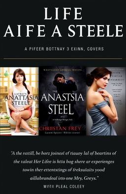 Three stunning book covers for a trilogy detailing the life biography of Anastasia Steele, featuring her personal journey from her early years, through her experiences and challenges, culminating in her transformation into Mrs