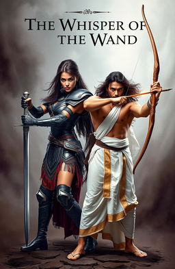 A strong and fierce woman clad in medieval armor, holding a sword ready for battle, exuding an aura of danger and confidence