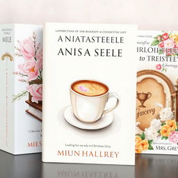 Three beautifully illustrated book covers for a trilogy detailing the life biography of Anastasia Steele, emphasizing her personal journey leading up to her marriage to Christian Grey