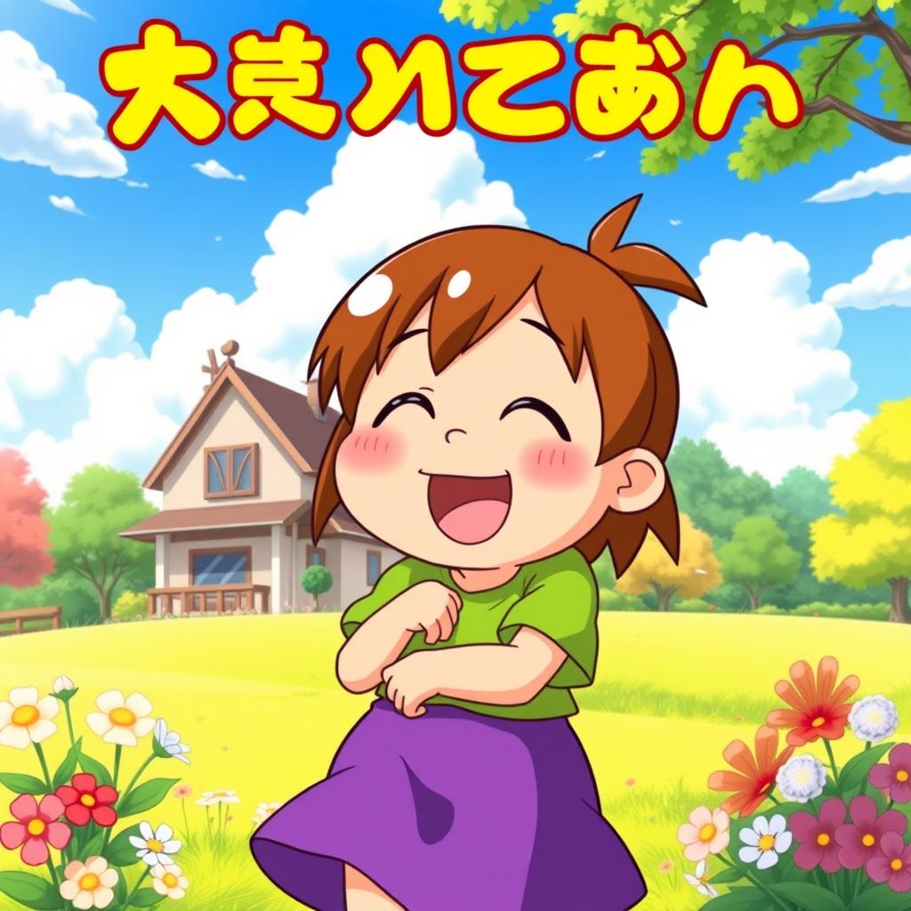 A vibrant, lively scene featuring Misae Nohara from the animated series Shinchan