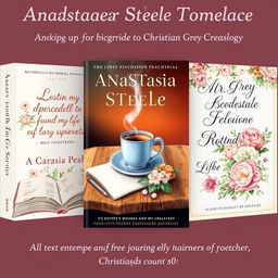 Three beautifully illustrated book covers for a trilogy detailing the life biography of Anastasia Steele, highlighting her personal journey leading up to her marriage to Christian Grey