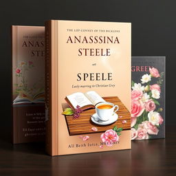 Three beautifully illustrated book covers for a trilogy detailing the life biography of Anastasia Steele, highlighting her personal journey leading up to her marriage to Christian Grey