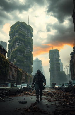 A hauntingly beautiful post-apocalyptic scene of an inner city in Britain