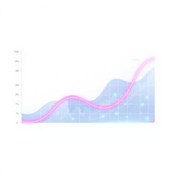 A futuristic graph displaying advanced technology trends with vibrant colors of your choice, set against a clean white background