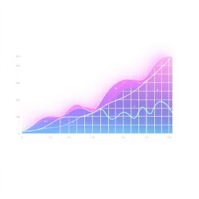 A futuristic graph displaying advanced technology trends with vibrant colors of your choice, set against a clean white background