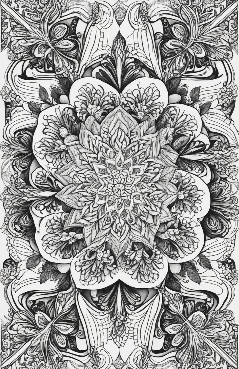 This is a high-quality, intricately designed coloring page featuring a large, symmetrical snowflake in the style of Johanna Basford