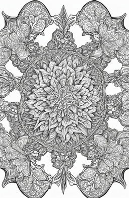 This is a high-quality, intricately designed coloring page featuring a large, symmetrical snowflake in the style of Johanna Basford