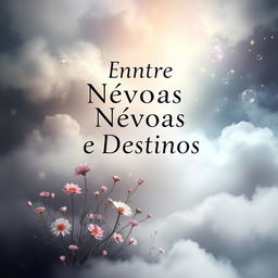 A book cover design titled 'Entre Névoas e Destinos'