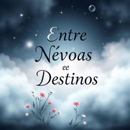 A book cover design titled 'Entre Névoas e Destinos'