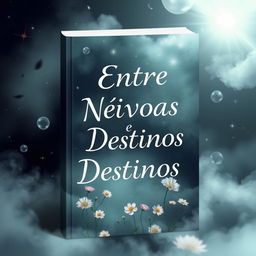 A book cover design titled 'Entre Névoas e Destinos'