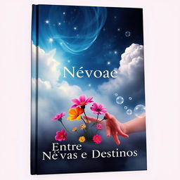 A captivating book cover titled 'Entre Névoas e Destinos'