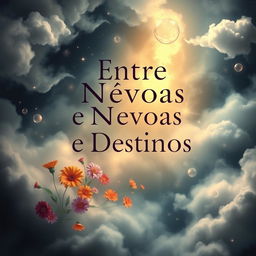 A captivating book cover titled 'Entre Névoas e Destinos'