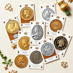 A beautifully designed collectible trading card set featuring images of intricate royal mint coins