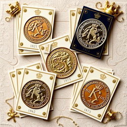 A beautifully designed collectible trading card set featuring images of intricate royal mint coins