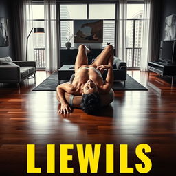A dramatic and provocative book cover showcasing a modern apartment interior with sleek furniture and minimalistic decor