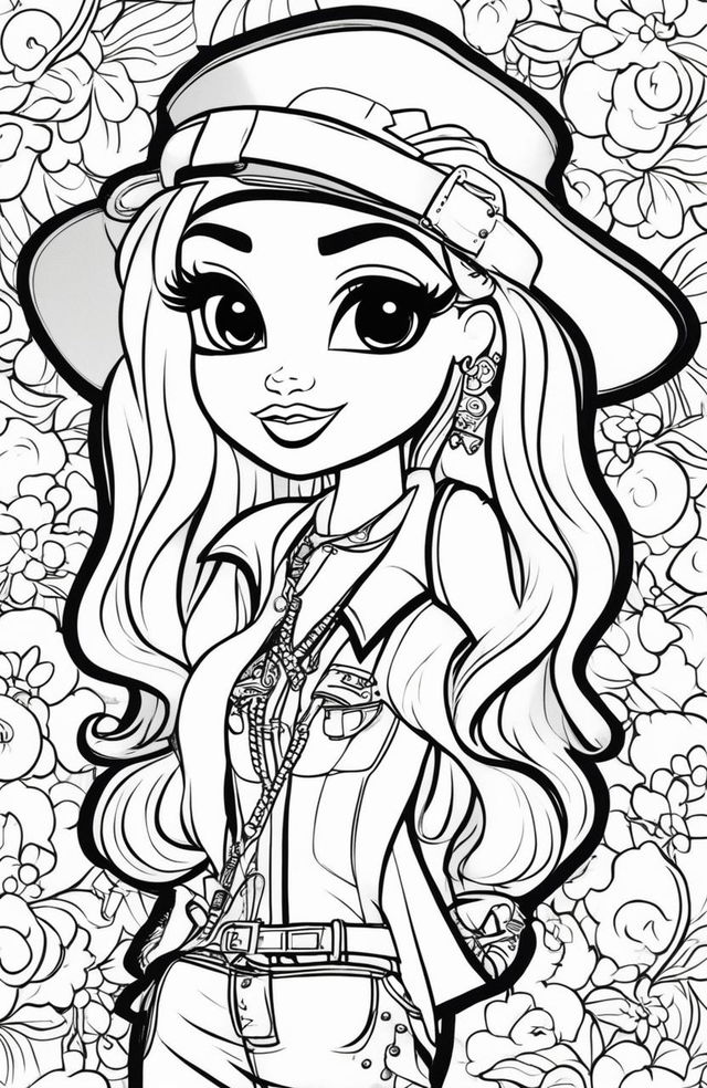 A brand-new black and white illustration of a different set of Bratz characters, designed as a colouring book page