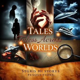 A visually striking book cover for a collection of short stories featuring various genres such as horror, romance, science fiction, and mystery, with less emphasis on fantasy
