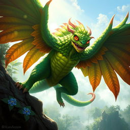A vibrant digital painting of a fantastical monster called 'Sisal the Monster', showcasing its intricate features