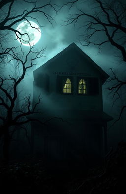 A spooky, atmospheric haunted house known as 'La Casa de las Almas Perdidas' nestled in a dark, overgrown forest