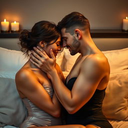 A sensual and intimate scene between two adults in a tastefully romantic setting