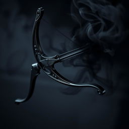 A beautifully crafted black shortbow, intricately adorned with elegant raven decorations, exuding a mysterious charm